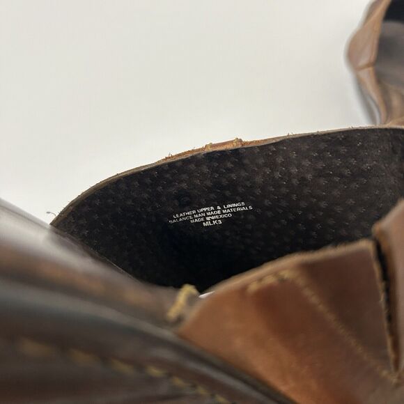 Born Brown Strappy Peep Toe Wedge Slip On Mules Sandals Size 8 EU 39 - Picture 8 of 8